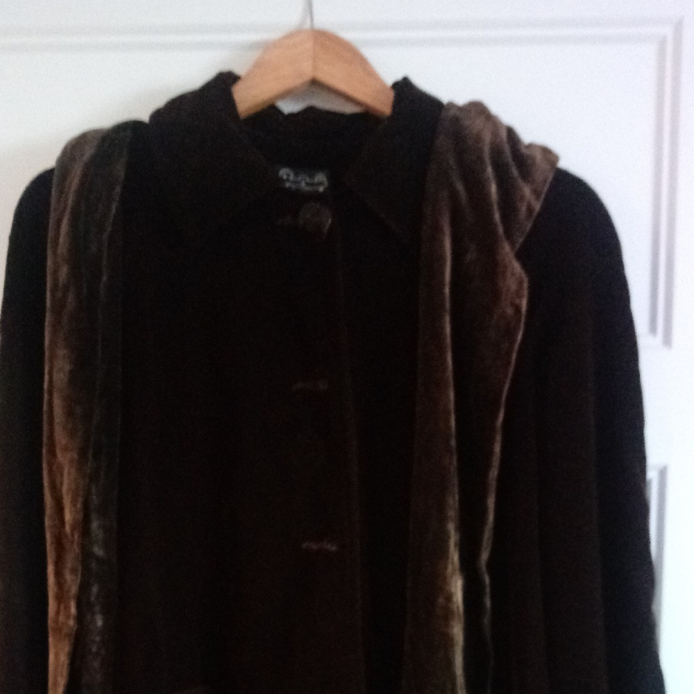 Velvet Knee Length Coat & scarf